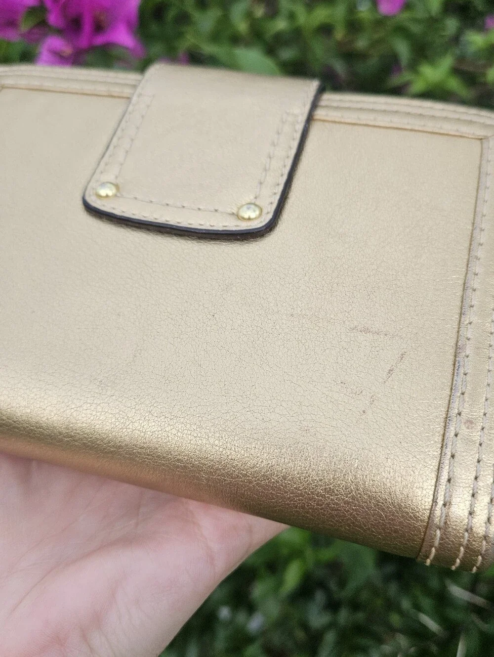 Vintage Coach Legacy Metallic Gold Turnlock Agenda Planner Organizer